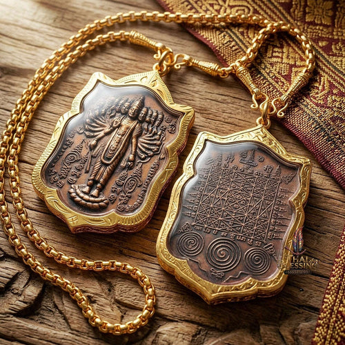 Phra Narai Op Lok Pendant Thai Amulet Protection talisman good luck charm spiritual jewelry Sacred Vishnu World Opener Sovereign Authority & Divine Luck Elevation Thai Blessing Co By RURUECHA
