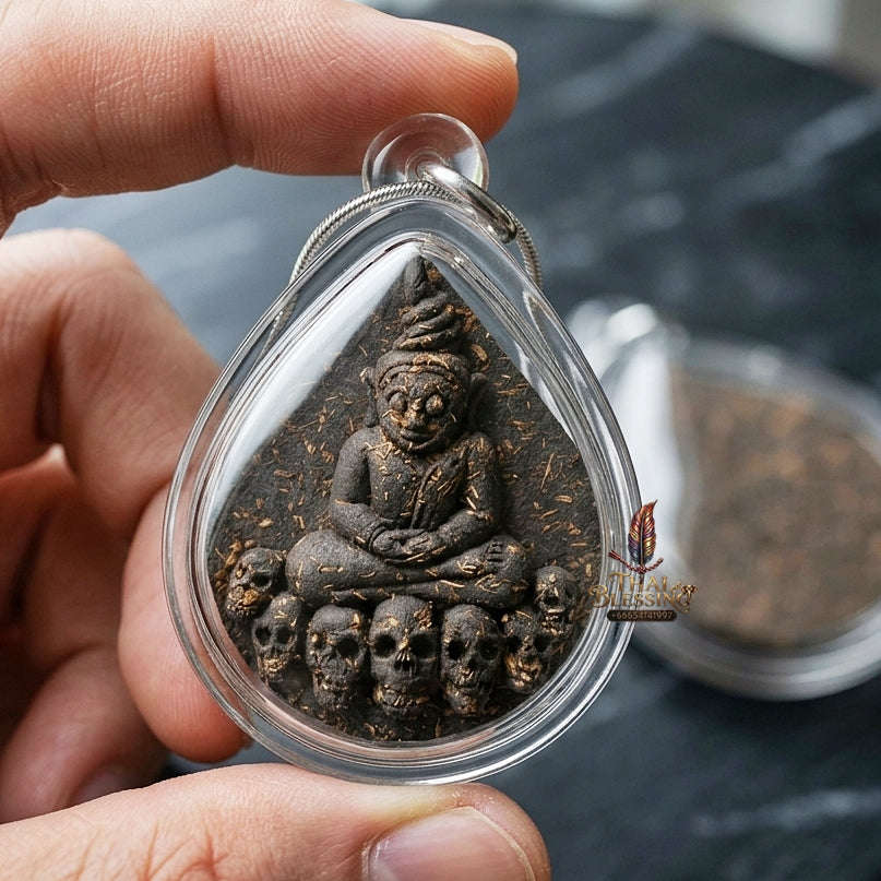 Phra Ngang Thai Amulet Protection talisman good luck charm spiritual jewelry Sacred Por Ngang Black Herb Powder Thai Blessing Co By RURUECHA