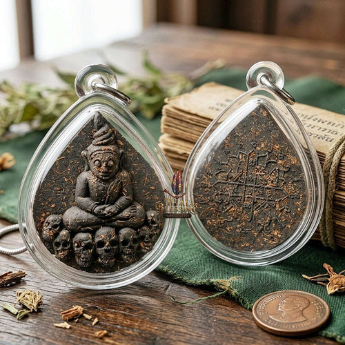 Phra Ngang Thai Amulet Protection talisman good luck charm spiritual jewelry Sacred Por Ngang Black Herb Powder Thai Blessing Co By RURUECHA