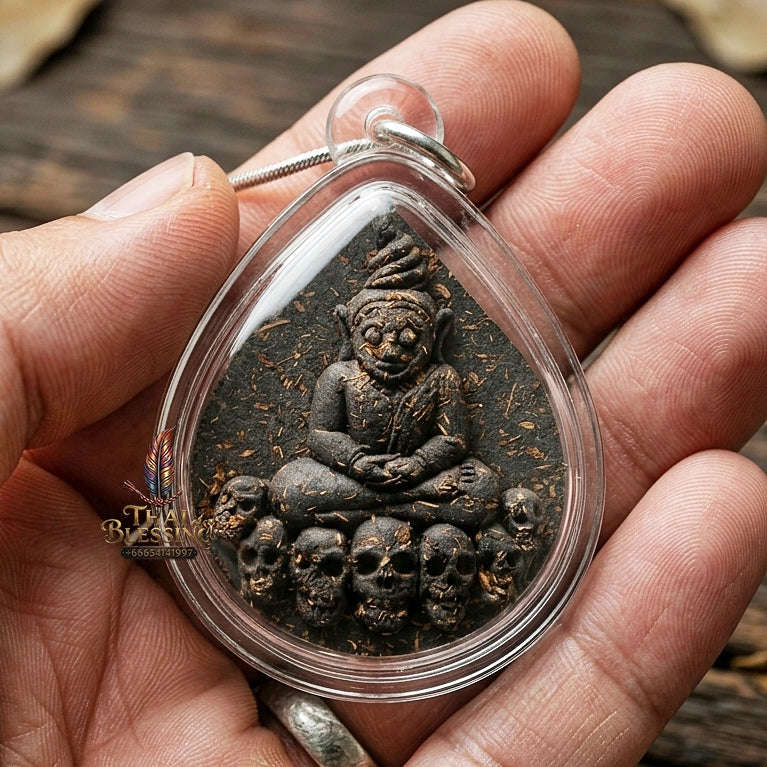 Phra Ngang Thai Amulet Protection talisman good luck charm spiritual jewelry Sacred Por Ngang Black Herb Powder Thai Blessing Co By RURUECHA