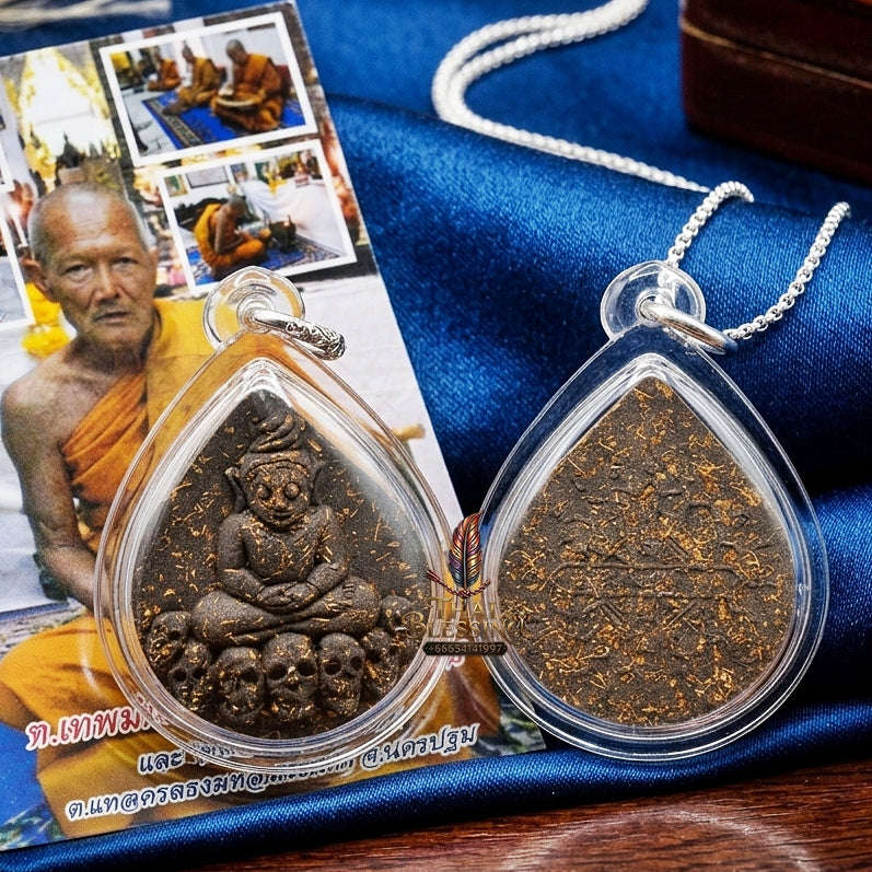 Phra Ngang Thai Amulet Protection talisman good luck charm spiritual jewelry Sacred Por Ngang Black Herb Powder Thai Blessing Co By RURUECHA