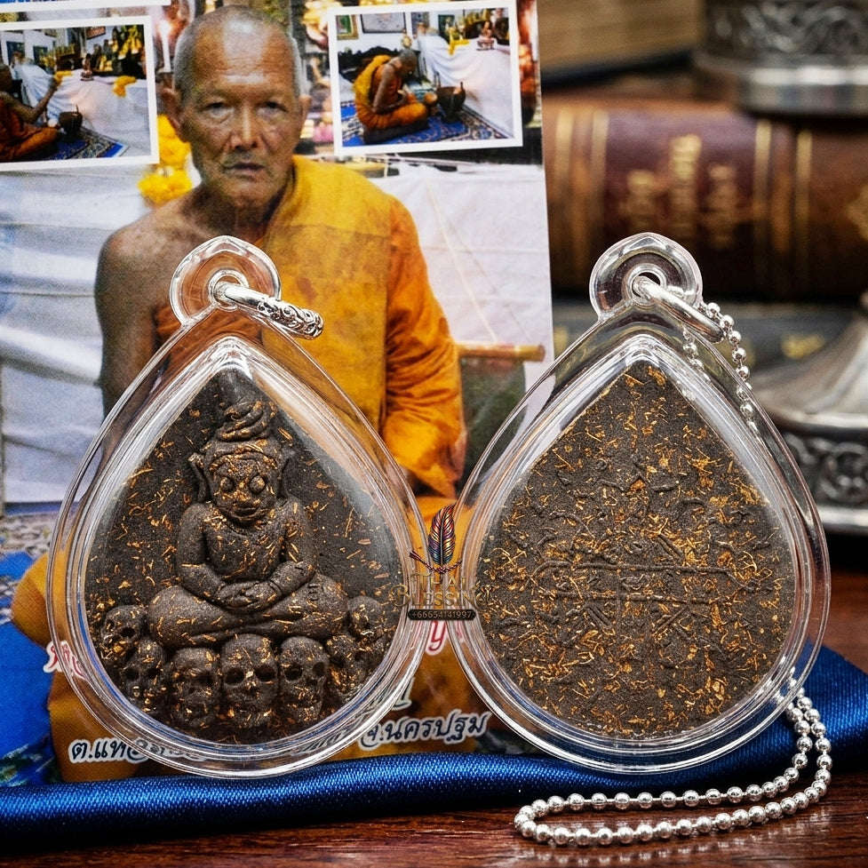 Phra Ngang Thai Amulet Protection talisman good luck charm spiritual jewelry Sacred Por Ngang Black Herb Powder Thai Blessing Co By RURUECHA