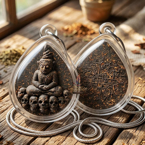 Phra Ngang Thai Amulet Protection talisman good luck charm spiritual jewelry Sacred Por Ngang Black Herb Powder Thai Blessing Co By RURUECHA