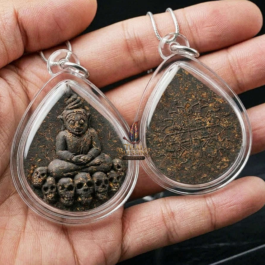 Phra Ngang Thai Amulet Protection talisman good luck charm spiritual jewelry Sacred Por Ngang Black Herb Powder Thai Blessing Co By RURUECHA