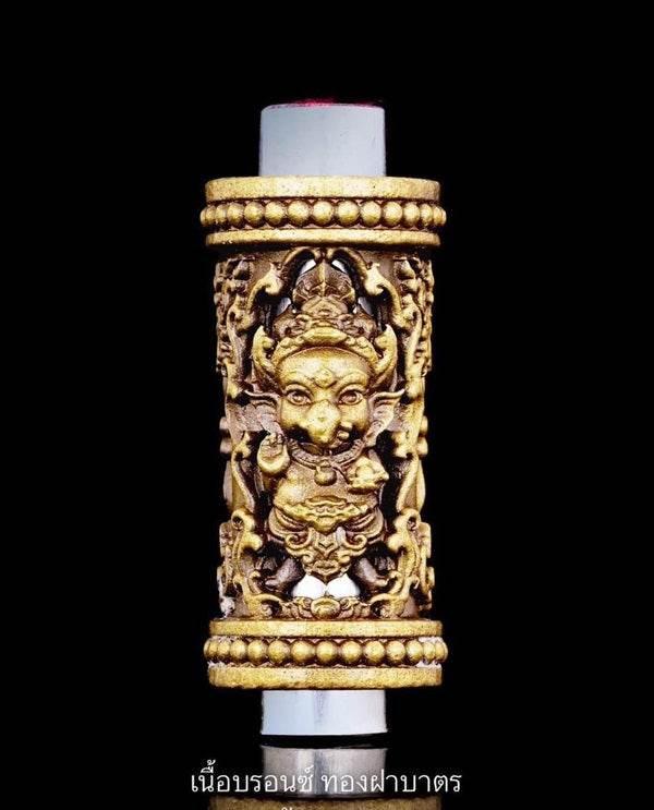 Phra Phikanet Takrud Amulet for Happiness, Success, and Fulfillment - Om Sri Khnecha Gold