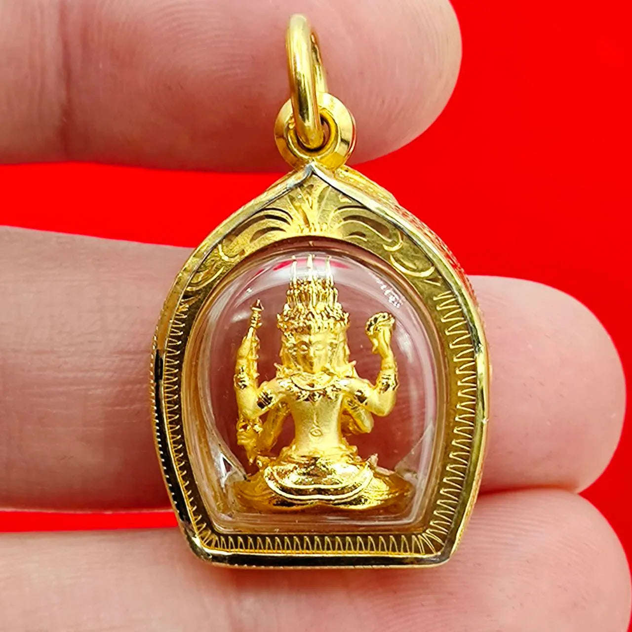 Phra Phrom Amulet Gold Case - Premium Quality by Luang Pho Phet