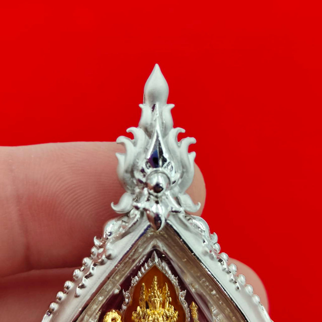Phra Phrom amulet Supreme Divine Blessings & Prosperity in a decorative silver frame for spiritual growth