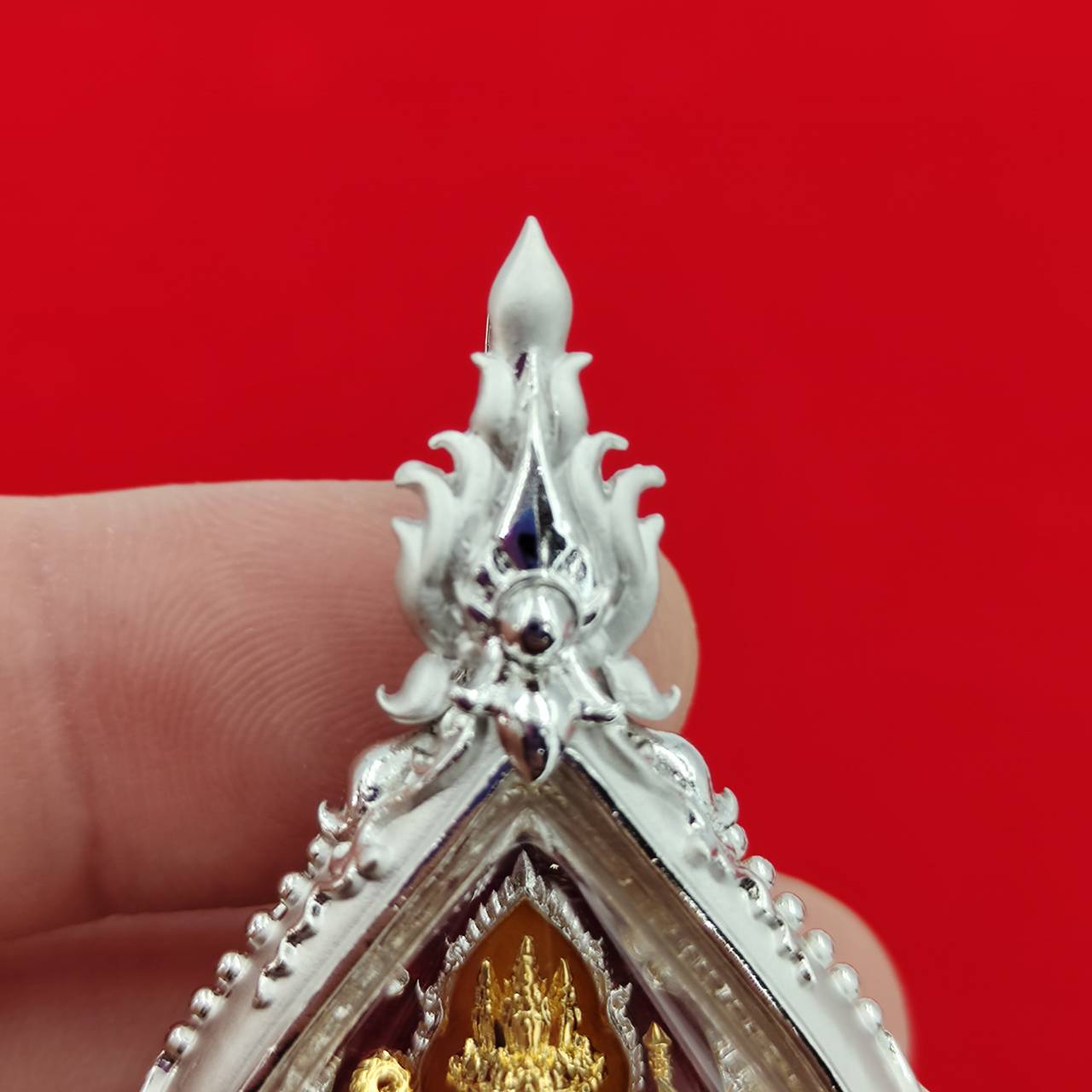 Phra Phrom amulet Supreme Divine Blessings & Prosperity in a decorative silver frame for spiritual growth