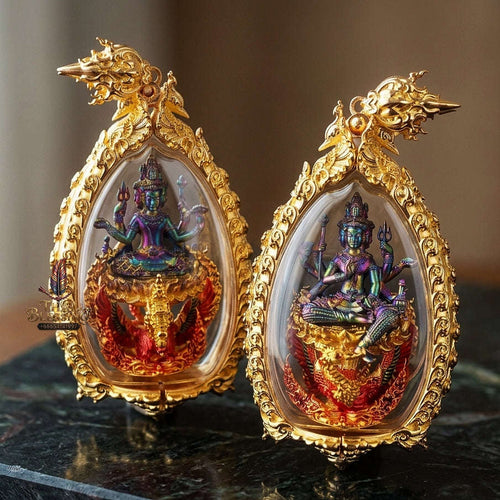 Phra Phrom Pendant Thai Amulet Protection talisman good luck charm spiritual jewelry Majestic Buddhist Art & Divine Blessing Energy Phra Phrom Thada Sovereign Four-Faced Brahma Thai Blessing Co By RURUECHA