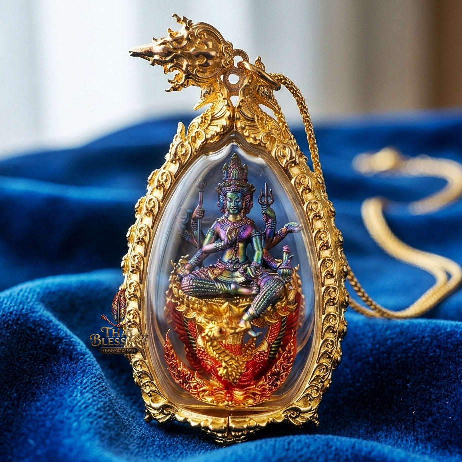 Phra Phrom Pendant Thai Amulet Protection talisman good luck charm spiritual jewelry Majestic Buddhist Art & Divine Blessing Energy Phra Phrom Thada Sovereign Four-Faced Brahma Thai Blessing Co By RURUECHA