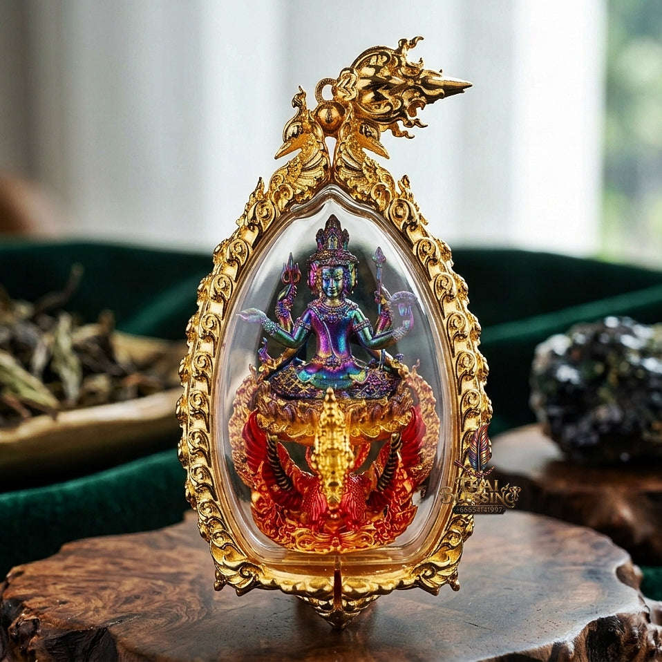 Phra Phrom Pendant Thai Amulet Protection talisman good luck charm spiritual jewelry Majestic Buddhist Art & Divine Blessing Energy Phra Phrom Thada Sovereign Four-Faced Brahma Thai Blessing Co By RURUECHA