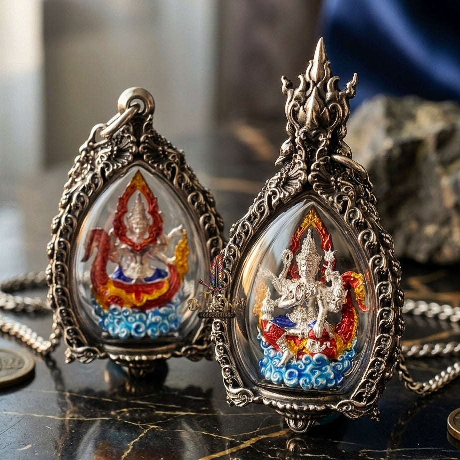 Phra Phrom Pendant Thai Amulet Protection talisman good luck charm spiritual jewelry Thai Blessing Co By RURUECHA