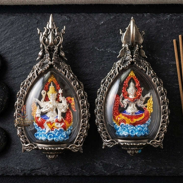 Phra Phrom Pendant Thai Amulet Protection talisman good luck charm spiritual jewelry Thai Blessing Co By RURUECHA