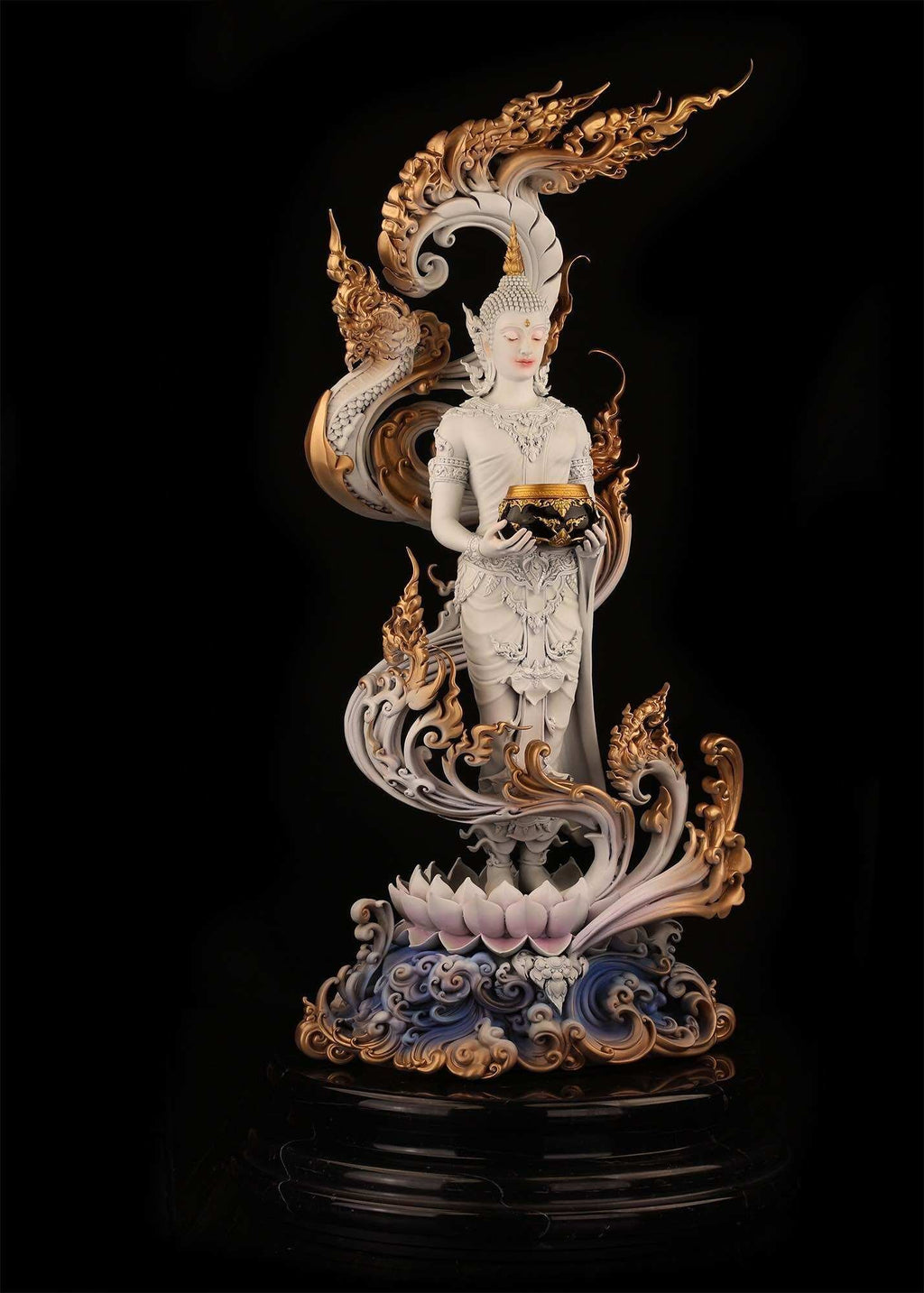 Authentic Sacred Museum-Grade Large Altar Statue "Phra Buddha Chariyawat Um Bat Prod Venai Yasat" (Standing Alms-Bowl Buddha Posture - 97 cm / 38 Inches with Genuine Marble Base) Item 1.2 Pure Sacred Bronze Limited Edition (ED 12 Pieces Worldwide)