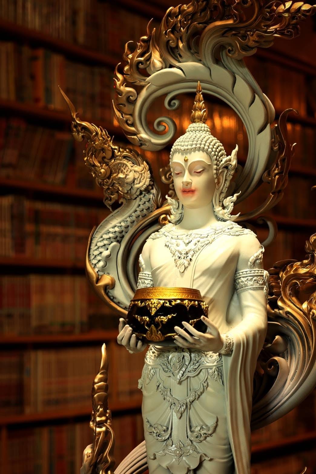 Authentic Sacred Museum-Grade Large Altar Statue "Phra Buddha Chariyawat Um Bat Prod Venai Yasat" (Standing Alms-Bowl Buddha Posture - 97 cm / 38 Inches with Genuine Marble Base) Item 1.2 Pure Sacred Bronze Limited Edition (ED 12 Pieces Worldwide)