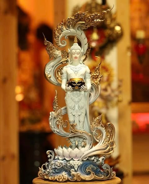 Authentic Sacred Museum-Grade Large Altar Statue "Phra Buddha Chariyawat Um Bat Prod Venai Yasat" (Standing Alms-Bowl Buddha Posture - 97 cm / 38 Inches with Genuine Marble Base) Item 1.2 Pure Sacred Bronze Limited Edition (ED 12 Pieces Worldwide)