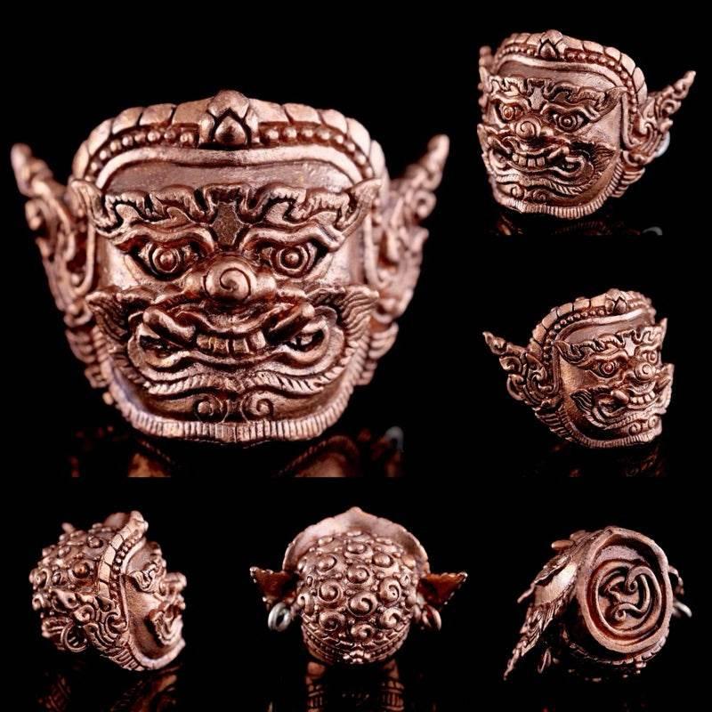 Phra Pirap Amulet - Supreme Demon Deity of Dance and Power for Enhanced Strength เนื้อทองแดง มีห่วง