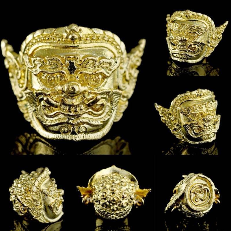 Phra Pirap Amulet - Supreme Demon Deity of Dance and Power for Enhanced Strength เนื้อทองทิพย์ มีห่วง