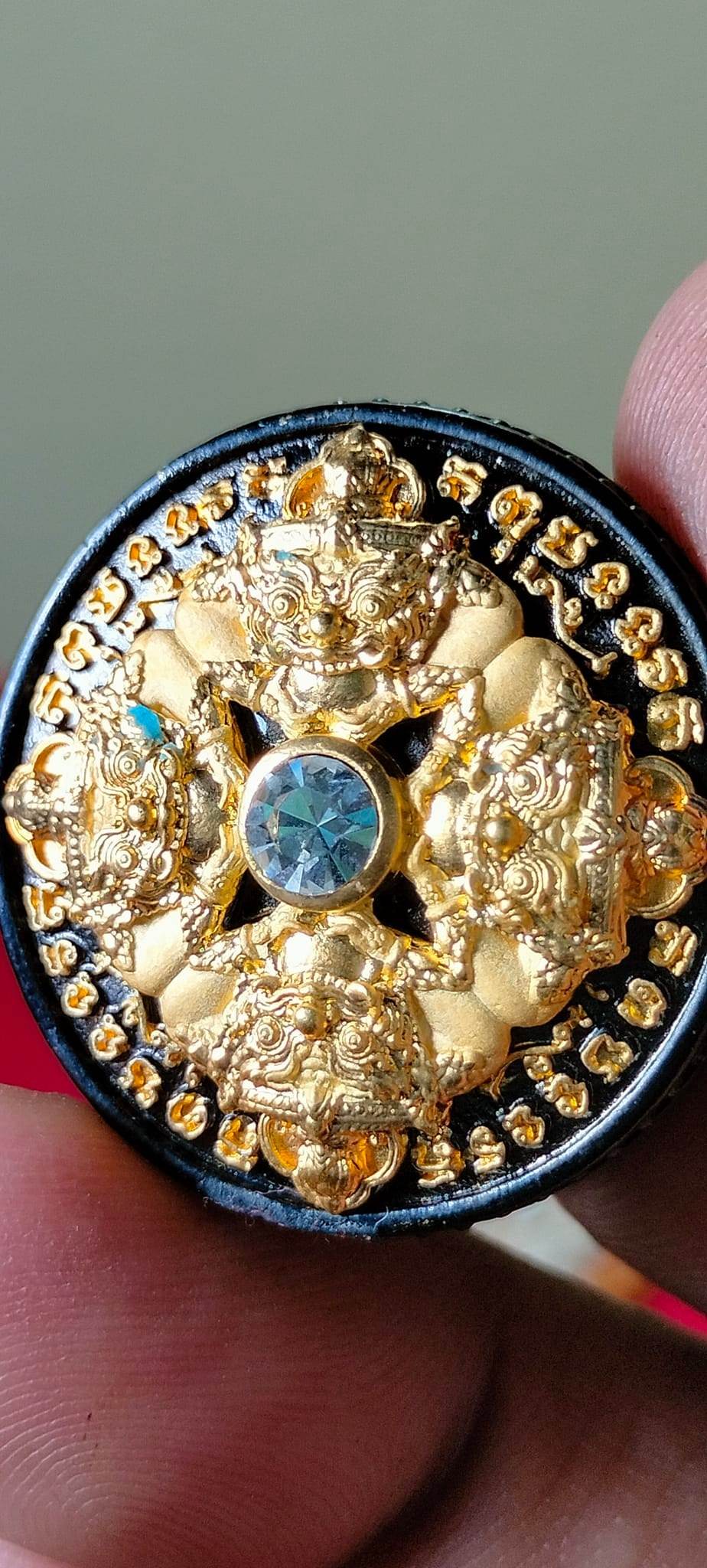 Phra Rahu Amulet for Wealth - Gold Lucky Pendant for Prosperity and Success