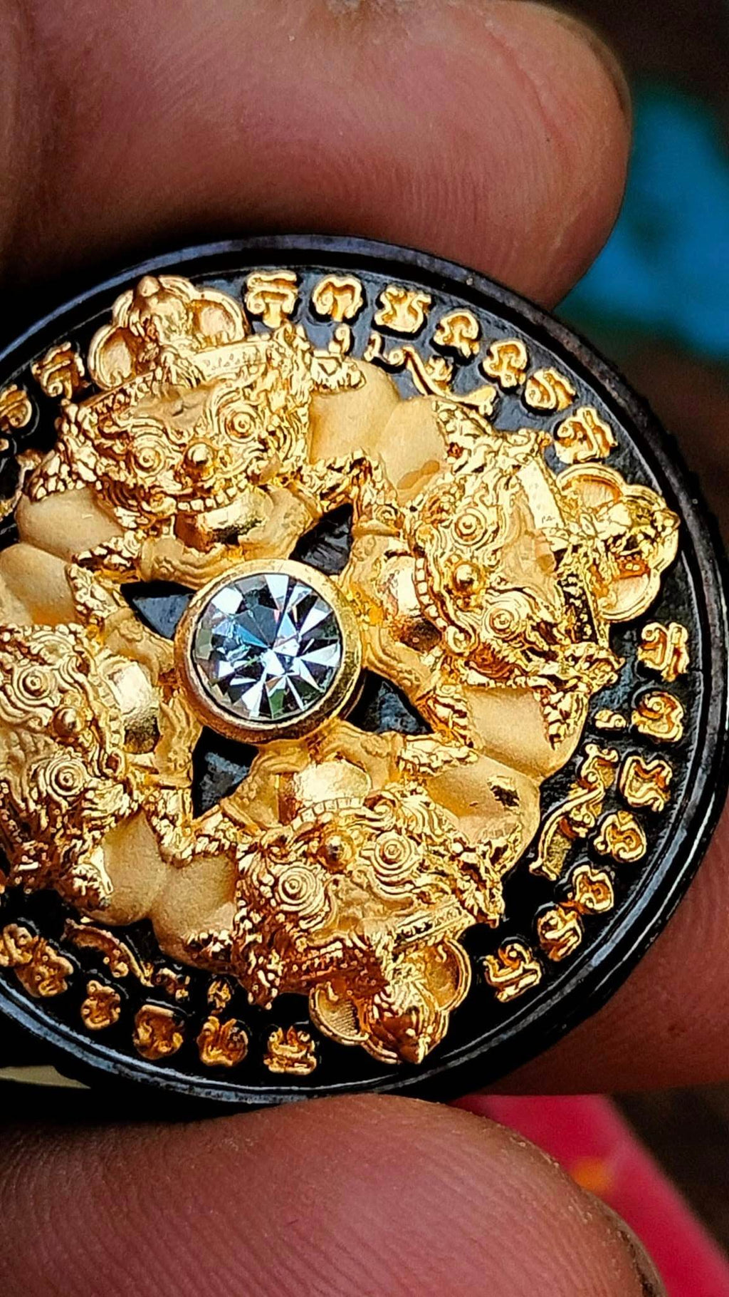 Phra Rahu Amulet for Wealth - Gold Lucky Pendant for Prosperity and Success