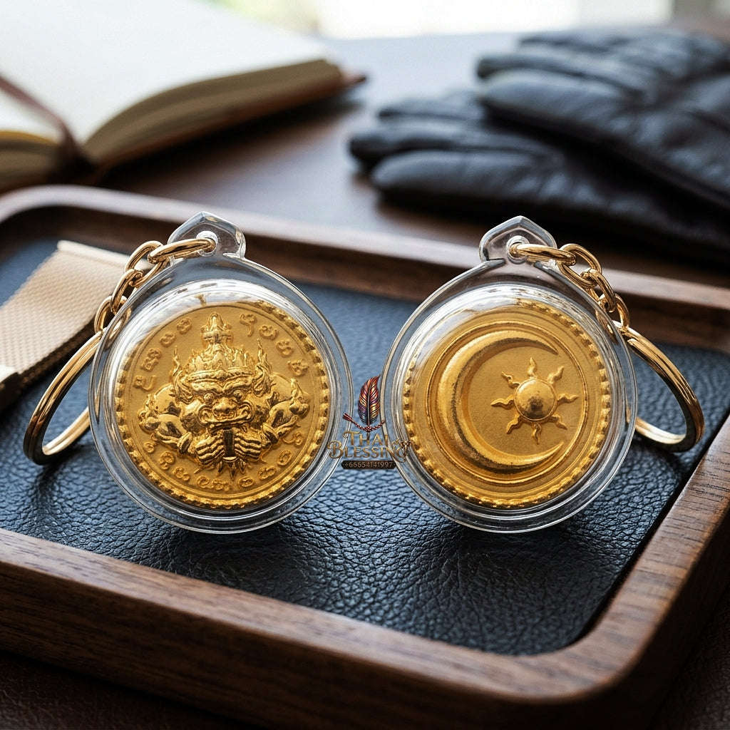 ✨ Phra Rahu Nuea Duang Bronze Coin (Available in Small 1.6 cm & Standard 2.2 cm Sizes) : Ultimate Fate-Overcoming & Eclipse Protection Amulet (2569 / 2026 Edition) - Kruba Kham Fan / Wat Kor Chok Thai Blessing Co By RURUECHA