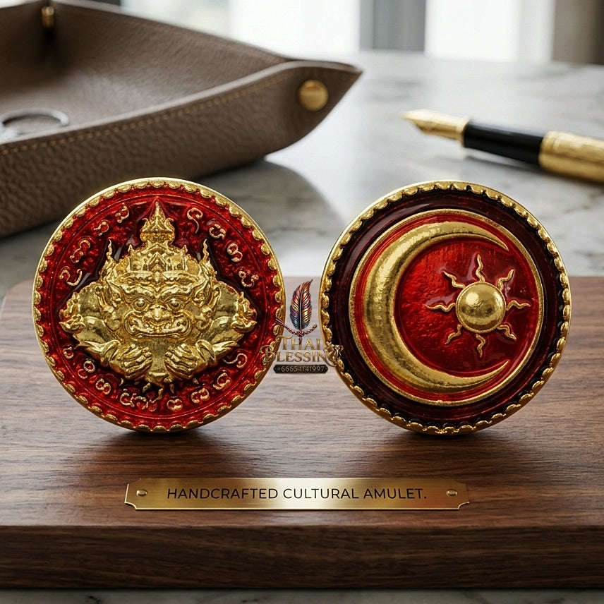 ✨ Phra Rahu Nuea Duang Bronze Coin (Available in Small 1.6 cm & Standard 2.2 cm Sizes) : Ultimate Fate-Overcoming & Eclipse Protection Amulet (2569 / 2026 Edition) - Kruba Kham Fan / Wat Kor Chok Thai Blessing Co By RURUECHA