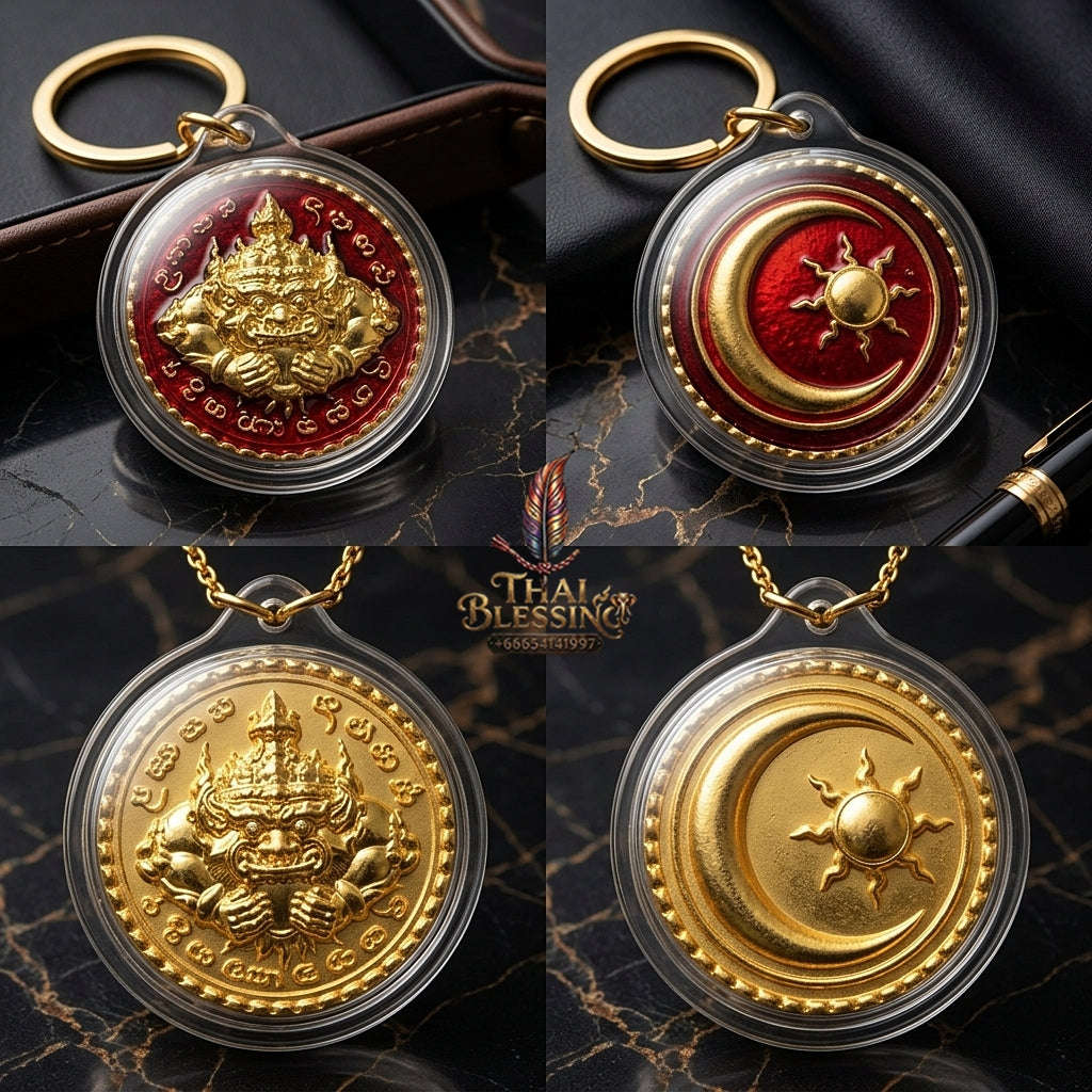 ✨ Phra Rahu Nuea Duang Bronze Coin (Available in Small 1.6 cm & Standard 2.2 cm Sizes) : Ultimate Fate-Overcoming & Eclipse Protection Amulet (2569 / 2026 Edition) - Kruba Kham Fan / Wat Kor Chok Thai Blessing Co By RURUECHA