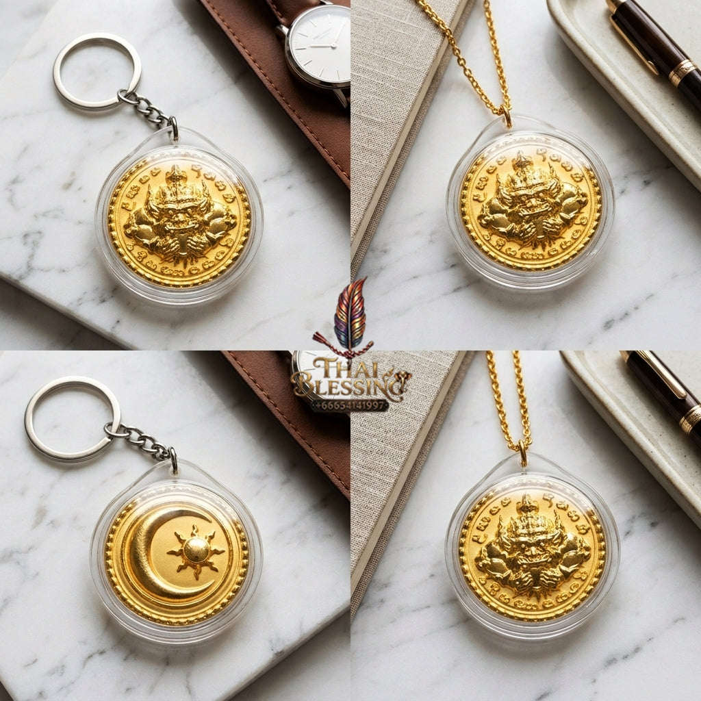 ✨ Phra Rahu Nuea Duang Bronze Coin (Available in Small 1.6 cm & Standard 2.2 cm Sizes) : Ultimate Fate-Overcoming & Eclipse Protection Amulet (2569 / 2026 Edition) - Kruba Kham Fan / Wat Kor Chok Thai Blessing Co By RURUECHA