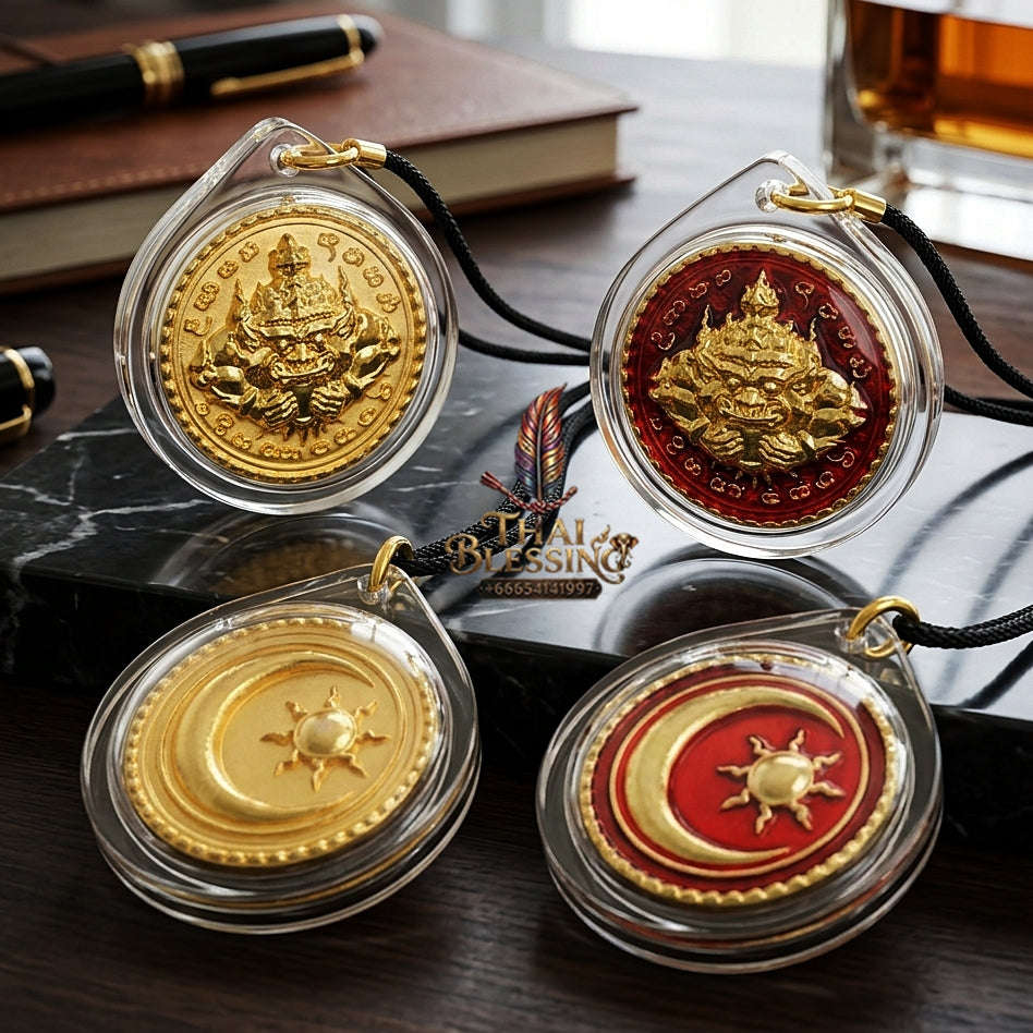 ✨ Phra Rahu Nuea Duang Bronze Coin (Available in Small 1.6 cm & Standard 2.2 cm Sizes) : Ultimate Fate-Overcoming & Eclipse Protection Amulet (2569 / 2026 Edition) - Kruba Kham Fan / Wat Kor Chok Thai Blessing Co By RURUECHA
