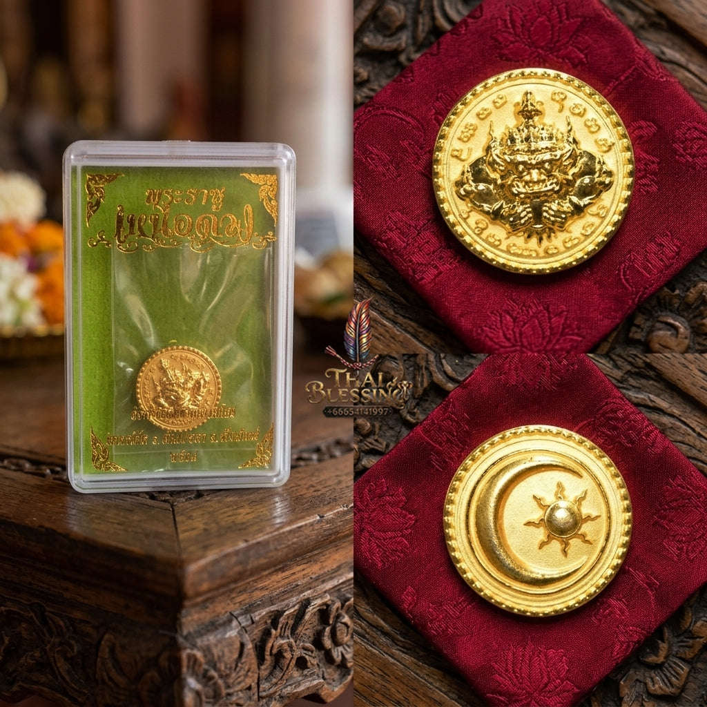 ✨ Phra Rahu Nuea Duang Bronze Coin (Available in Small 1.6 cm & Standard 2.2 cm Sizes) : Ultimate Fate-Overcoming & Eclipse Protection Amulet (2569 / 2026 Edition) - Kruba Kham Fan / Wat Kor Chok Thai Blessing Co By RURUECHA