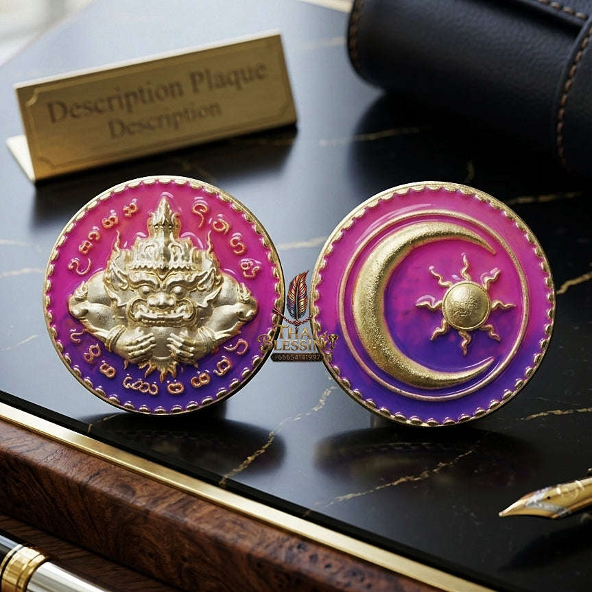 ✨ Phra Rahu Nuea Duang Bronze Coin (Available in Small 1.6 cm & Standard 2.2 cm Sizes) : Ultimate Fate-Overcoming & Eclipse Protection Amulet (2569 / 2026 Edition) - Kruba Kham Fan / Wat Kor Chok Thai Blessing Co By RURUECHA
