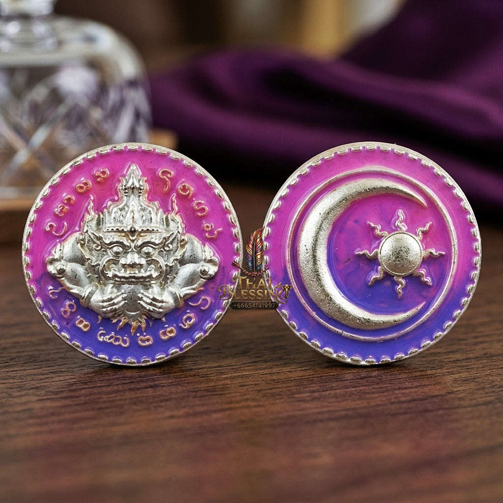 ✨ Phra Rahu Nuea Duang Bronze Coin (Available in Small 1.6 cm & Standard 2.2 cm Sizes) : Ultimate Fate-Overcoming & Eclipse Protection Amulet (2569 / 2026 Edition) - Kruba Kham Fan / Wat Kor Chok Thai Blessing Co By RURUECHA