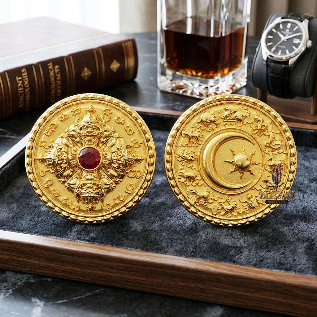 ✨ Phra Rahu Nuea Duang Bronze Coin : Ultimate Fate-Overcoming & Eclipse Protection Amulet (2569 / 2026 Edition) - Kruba Kham Fan / Wat Kor Chok Thai Blessing Co By RURUECHA