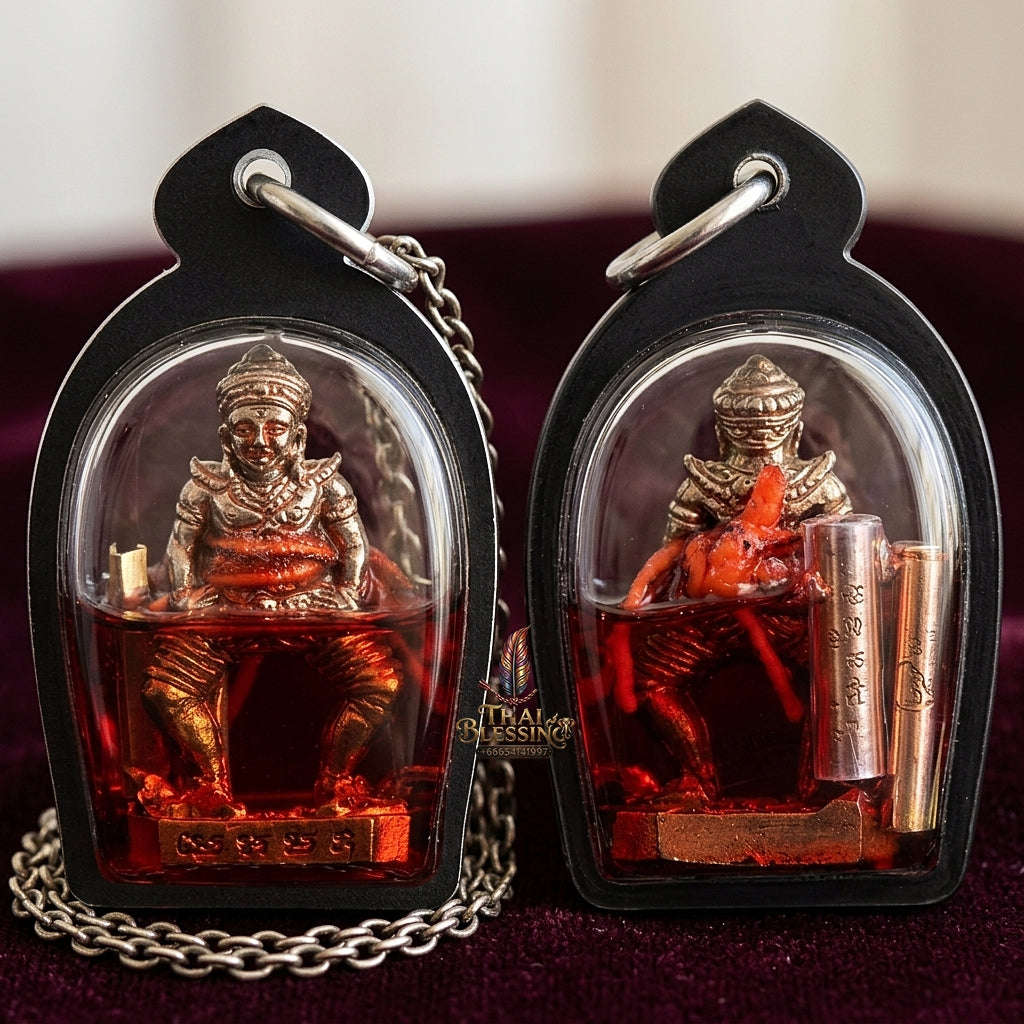 ✨ Phra Sila Laeng Aeng (White-Bronze Cased in Wan Kai Daeng Oil & Dual Takrut Edition, 2569 / 2026) - Luang Ta Ruam / Wat Khok Samran Thai Blessing Co By RURUECHA