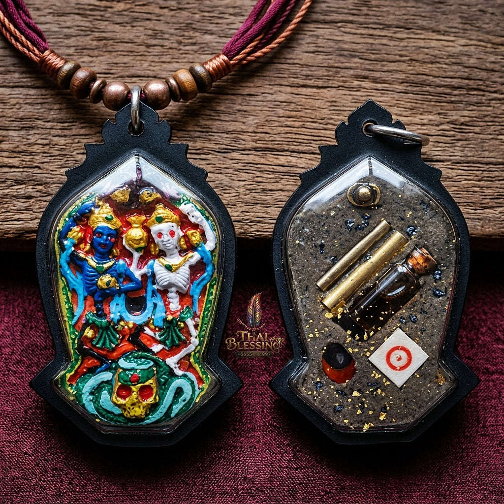 Phrai Khaodam Thai Amulet Protection talisman good luck charm spiritual jewelry Sacred Dual Spirit Guardian Black & White Phrai Spirit Alchemy Thai Blessing Co By RURUECHA