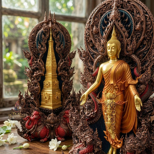Phrathat Phanom Pendant Thai Amulet Protection talisman good luck charm spiritual jewelry Cosmic Fortune & Sovereign World-Opening Enlightenment Phra Phoed Lok Thai Blessing Co By RURUECHA