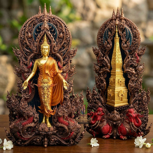 Phrathat Phanom Pendant Thai Amulet Protection talisman good luck charm spiritual jewelry Cosmic Fortune & Sovereign World-Opening Enlightenment Phra Phoed Lok Thai Blessing Co By RURUECHA