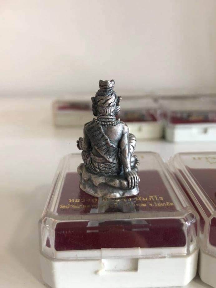 Phu Chao Saming Phrai spirit figurine in silver, representing traditional Thai spirituality and feng shui