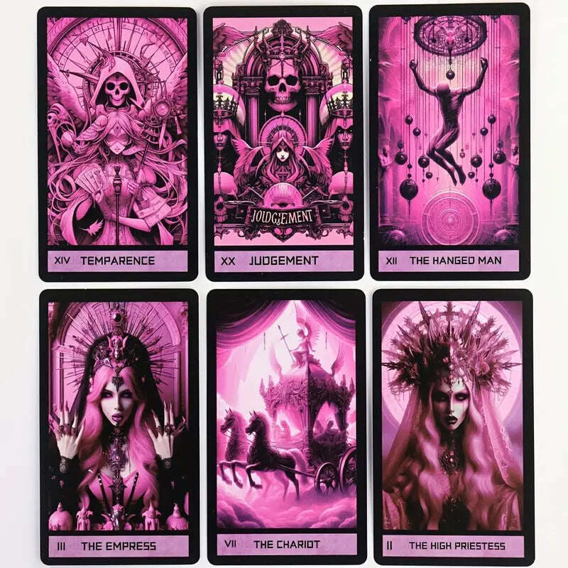 Pink Gothic Tarot Deck – 78-Card Deck with Elegant Gothic Aesthetics, Compact 10.3 x 6 cm for Divination and Self-Reflection