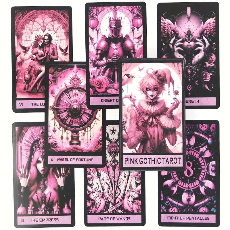 Pink Gothic Tarot Deck – 78-Card Deck with Elegant Gothic Aesthetics, Compact 10.3 x 6 cm for Divination and Self-Reflection