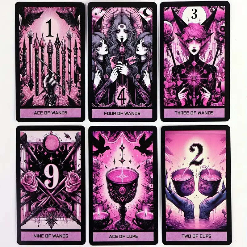 Pink Gothic Tarot Deck – 78-Card Deck with Elegant Gothic Aesthetics, Compact 10.3 x 6 cm for Divination and Self-Reflection