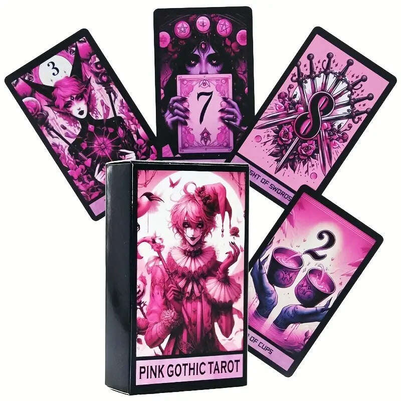 Pink Gothic Tarot Deck – 78-Card Deck with Elegant Gothic Aesthetics, Compact 10.3 x 6 cm for Divination and Self-Reflection