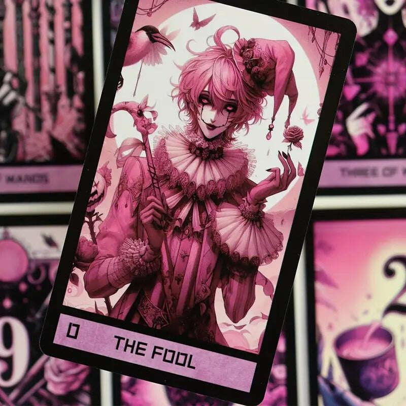Pink Gothic Tarot Deck – 78-Card Deck with Elegant Gothic Aesthetics, Compact 10.3 x 6 cm for Divination and Self-Reflection