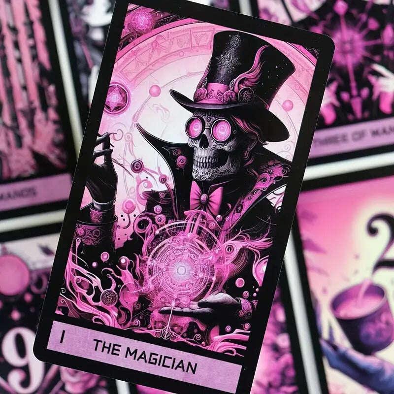 Pink Gothic Tarot Deck – 78-Card Deck with Elegant Gothic Aesthetics, Compact 10.3 x 6 cm for Divination and Self-Reflection