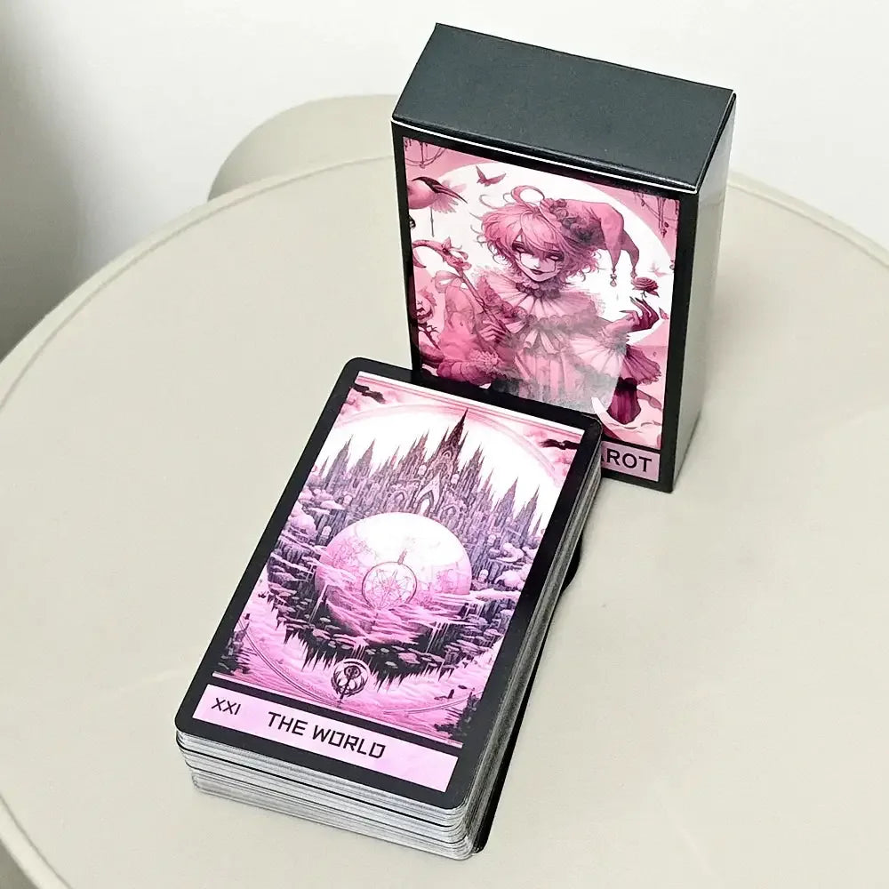 Pink Gothic Themed Tarot Deck – 78 Pcs | Compact 10.3 x 6 cm | Elegant and Dark Pastel Tarot Cards
