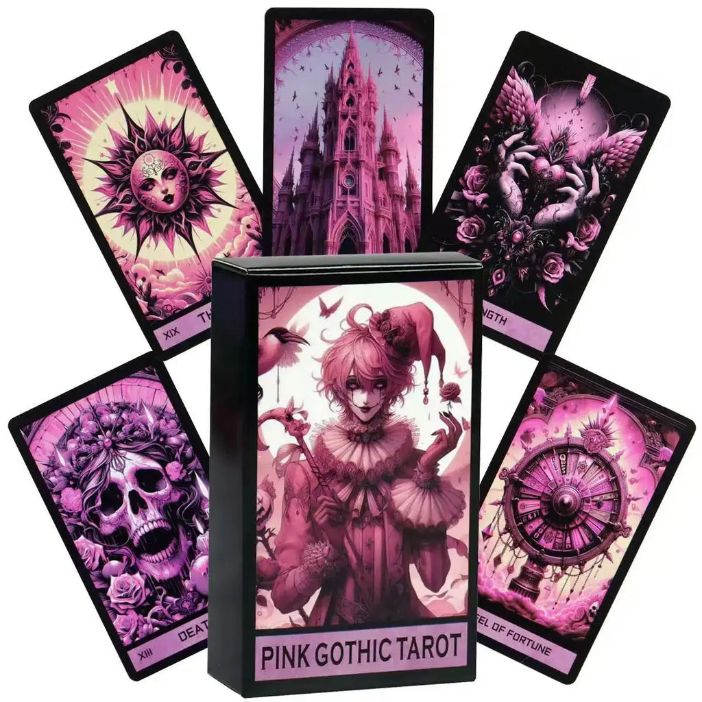 Pink Gothic Themed Tarot Deck – 78 Pcs | Compact 10.3 x 6 cm | Elegant and Dark Pastel Tarot Cards Default Title