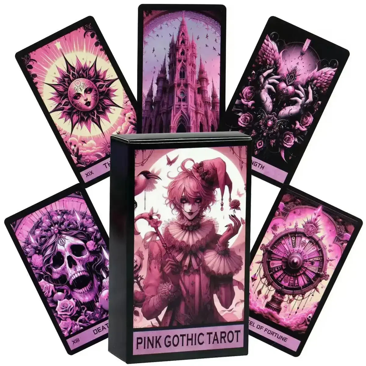 Pink Gothic Themed Tarot Deck – 78 Pcs | Compact 10.3 x 6 cm | Elegant and Dark Pastel Tarot Cards Default Title