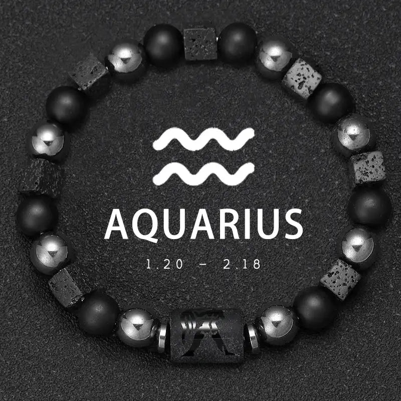 ✨ Planet Bracelet with Eight Planet Stones & 12 Zodiac Signs – Natural Stone Beads | Christmas & Birthday Gift Jewelry for Astrology Enthusiasts Aquarius1