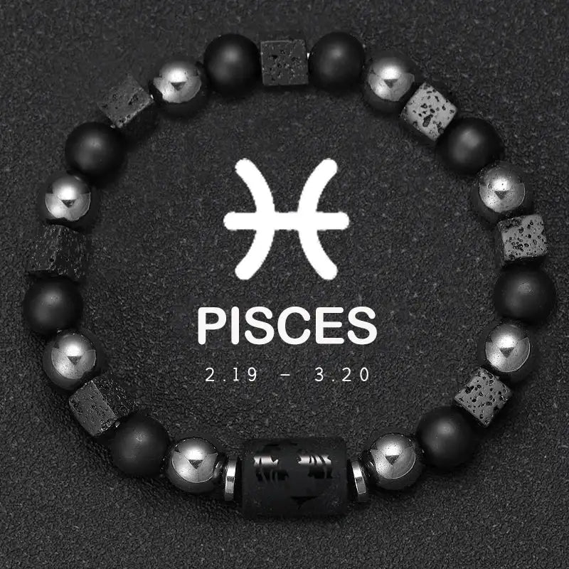 ✨ Planet Bracelet with Eight Planet Stones & 12 Zodiac Signs – Natural Stone Beads | Christmas & Birthday Gift Jewelry for Astrology Enthusiasts Pisces1