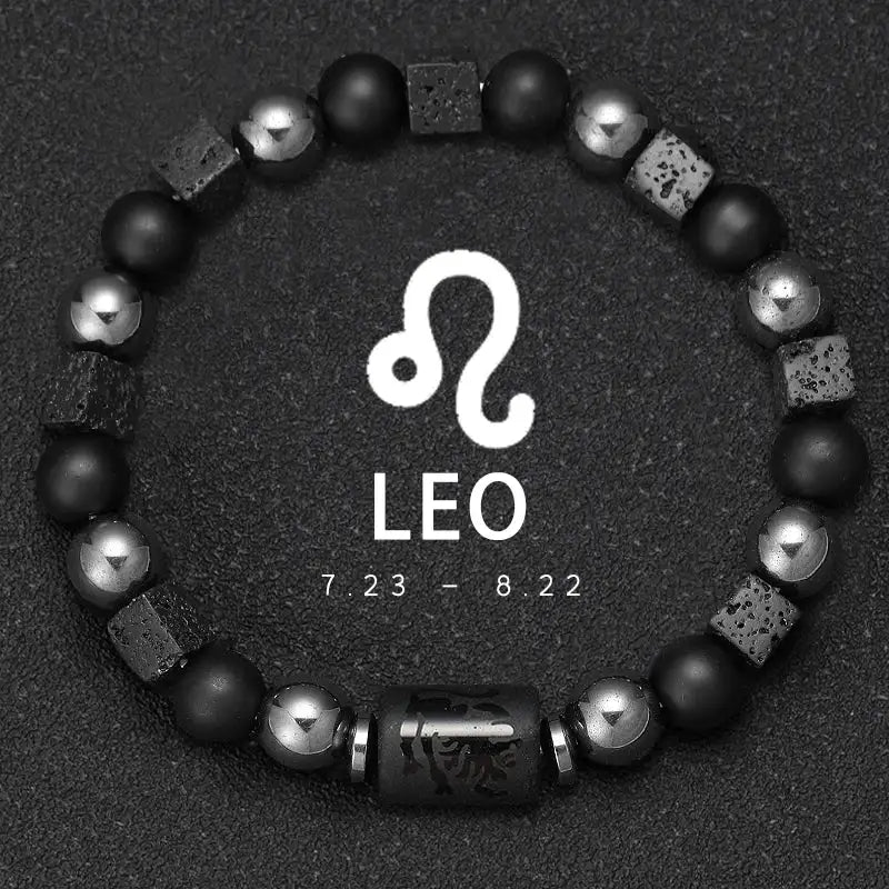 ✨ Planet Bracelet with Eight Planet Stones & 12 Zodiac Signs – Natural Stone Beads | Christmas & Birthday Gift Jewelry for Astrology Enthusiasts Leo1